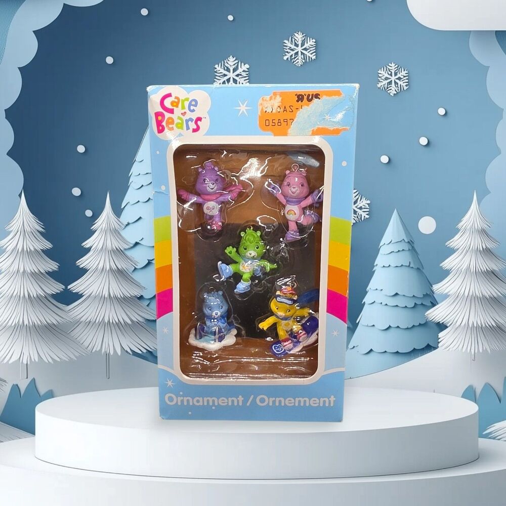 Vtg Care Bears Holiday Mini Ornaments 5 Piece Set NIB American Greetings 2005